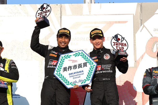 SROジャパンカップ第3ラウンド岡山のレース1は波乱の展開を武井真司／笹原右京組BINGO RACING with LM corsaが制す