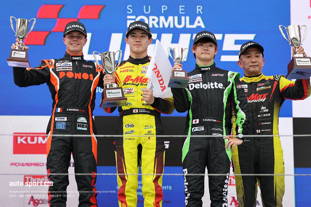 全日本スーパーフォーミュラ・ライツ選手権第13戦富士は荒れた展開を野村勇斗が制し8連勝を飾る
