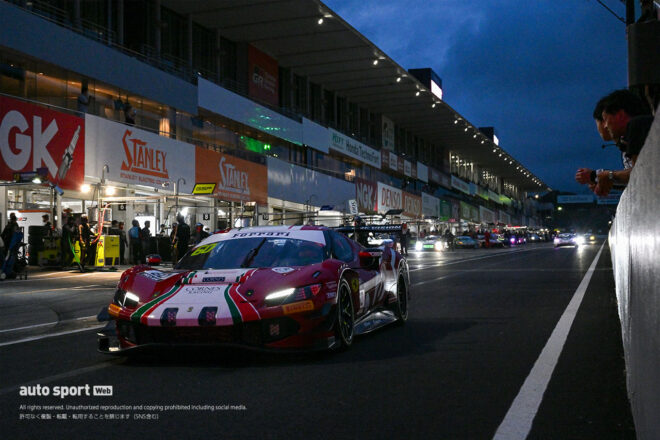 【タイム結果】鈴鹿1000kmのナイト・プラクティスは赤旗2回の荒れ模様。“ラーメン柄”のフェラーリが最速に