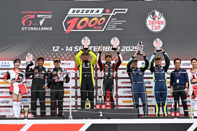 得意の“雨スリック”で逆転。AKITA／小林崇志組TEAM UPGARAGE with ACRがSROジャパンカップ第4ラウンド鈴鹿のレース1を制す