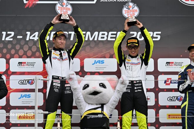得意の“雨スリック”で逆転。AKITA／小林崇志組TEAM UPGARAGE with ACRがSROジャパンカップ第4ラウンド鈴鹿のレース1を制す