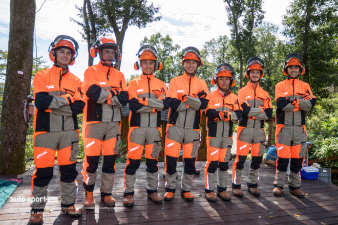 國井、古里、山中らが日本GPを前にサステナビリティ活動を実施。間伐でもてぎの森を育む