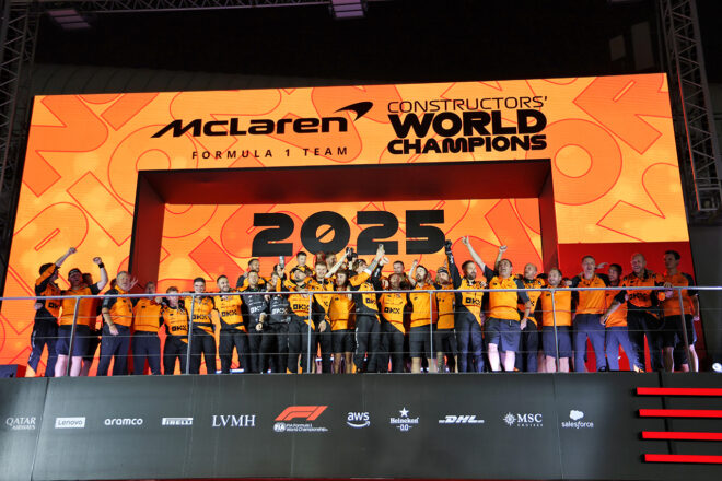 2025年F1第18戦シンガポールGPでコンストラクターズタイトルを決めたマクラーレン