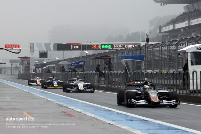 スーパーフォーミュラ第9戦富士は雨中の予選で終盤岩佐がクラッシュ。フェネストラズが暫定初ポール獲得