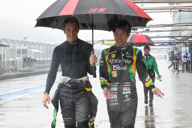 スーパーフォーミュラ第9戦富士は雨中の予選で終盤岩佐がクラッシュ。フェネストラズが暫定初ポール獲得