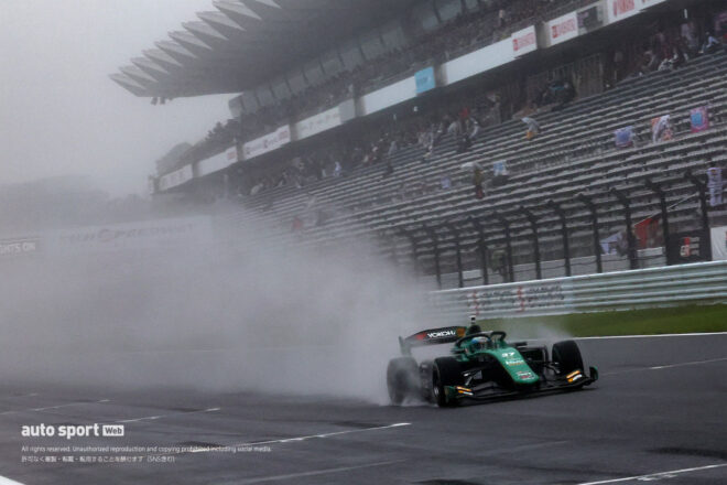 スーパーフォーミュラ第9戦富士は雨中の予選で終盤岩佐がクラッシュ。フェネストラズが暫定初ポール獲得