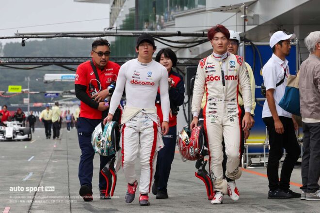 牧野任祐、ウエットパッチの残る路面でポール獲得「まとめるなら1周目。想定通りでした」【SF第10戦富士予選会見】