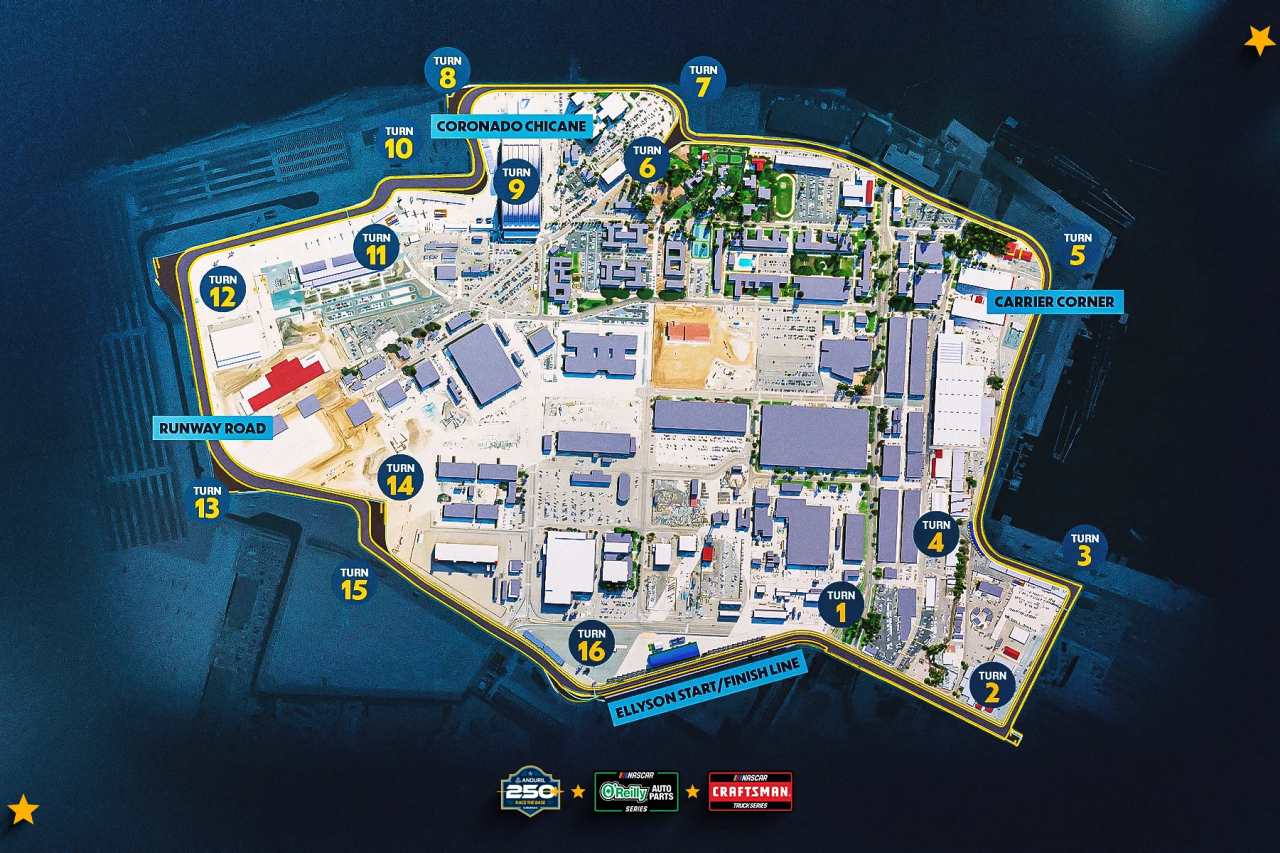 コロナド海軍基地で初開催されるサンディエゴ市街地戦レイアウトを公開。2026年最長の1戦に／NASCAR