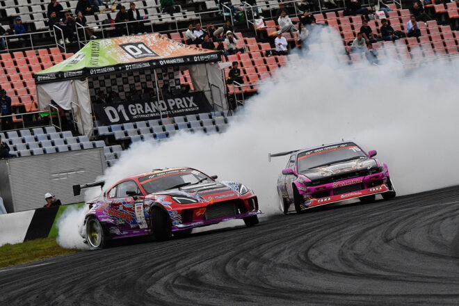 第8戦決勝は初の親子対決!中村直樹が父親の威厳を見せ優勝/D1GPオートポリス