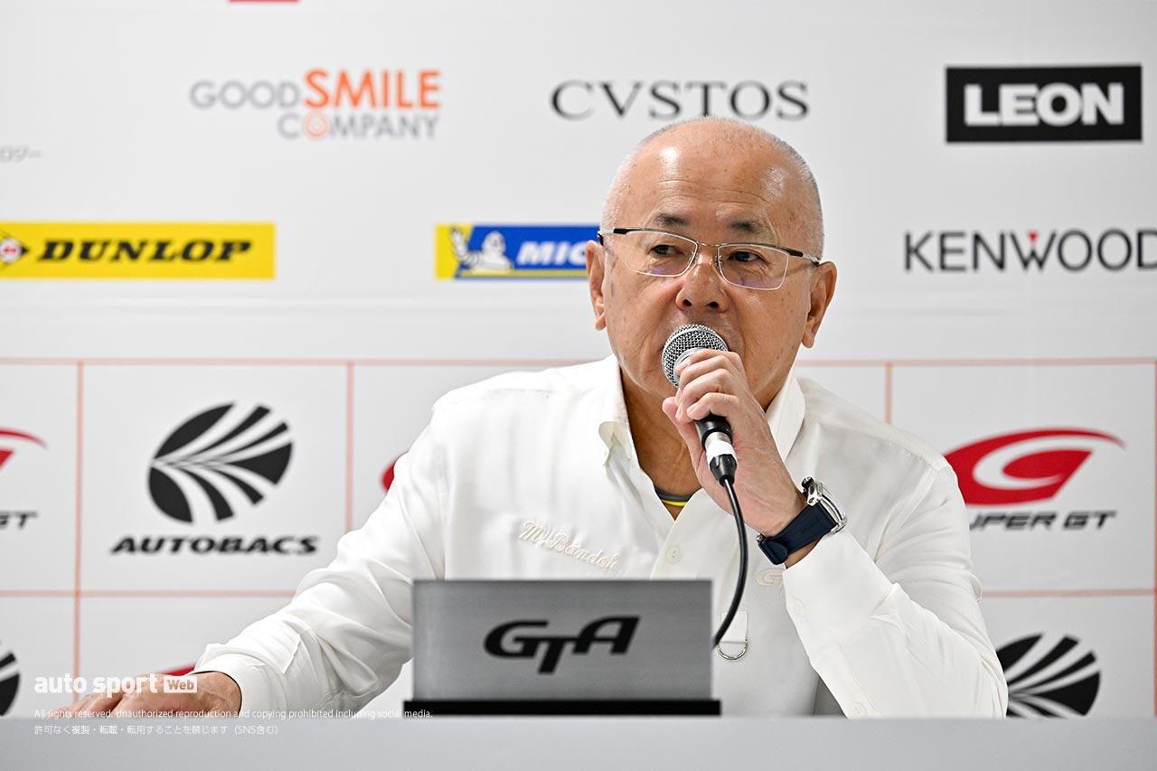 2025年スーパーGT最終戦、第8戦モビリティリゾートもてぎ決勝日の定例会見で今季の総括とともに、ドイツで行われた会合と次期車両候補について話した坂東正明GTA代表。