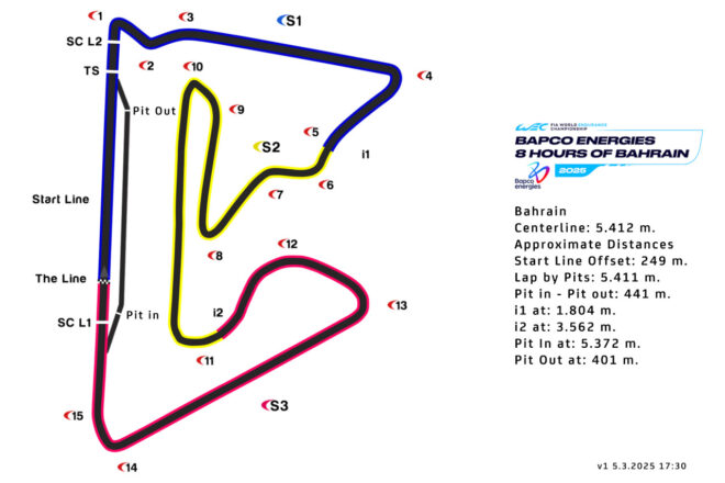 2025年WEC第8戦バーレーン　TV放送＆タイムスケジュール／最新エントリーリスト