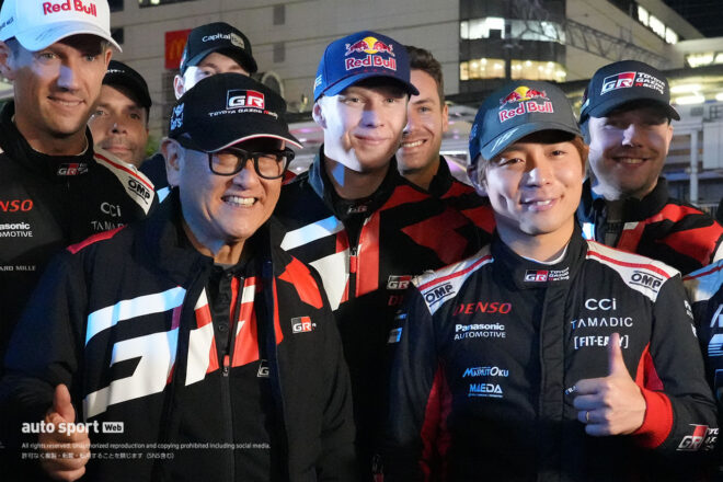 モリゾウ、カッレ・ロバンペラ、勝田貴元（TOYOTA GAZOO Racingワールドラリーチーム）