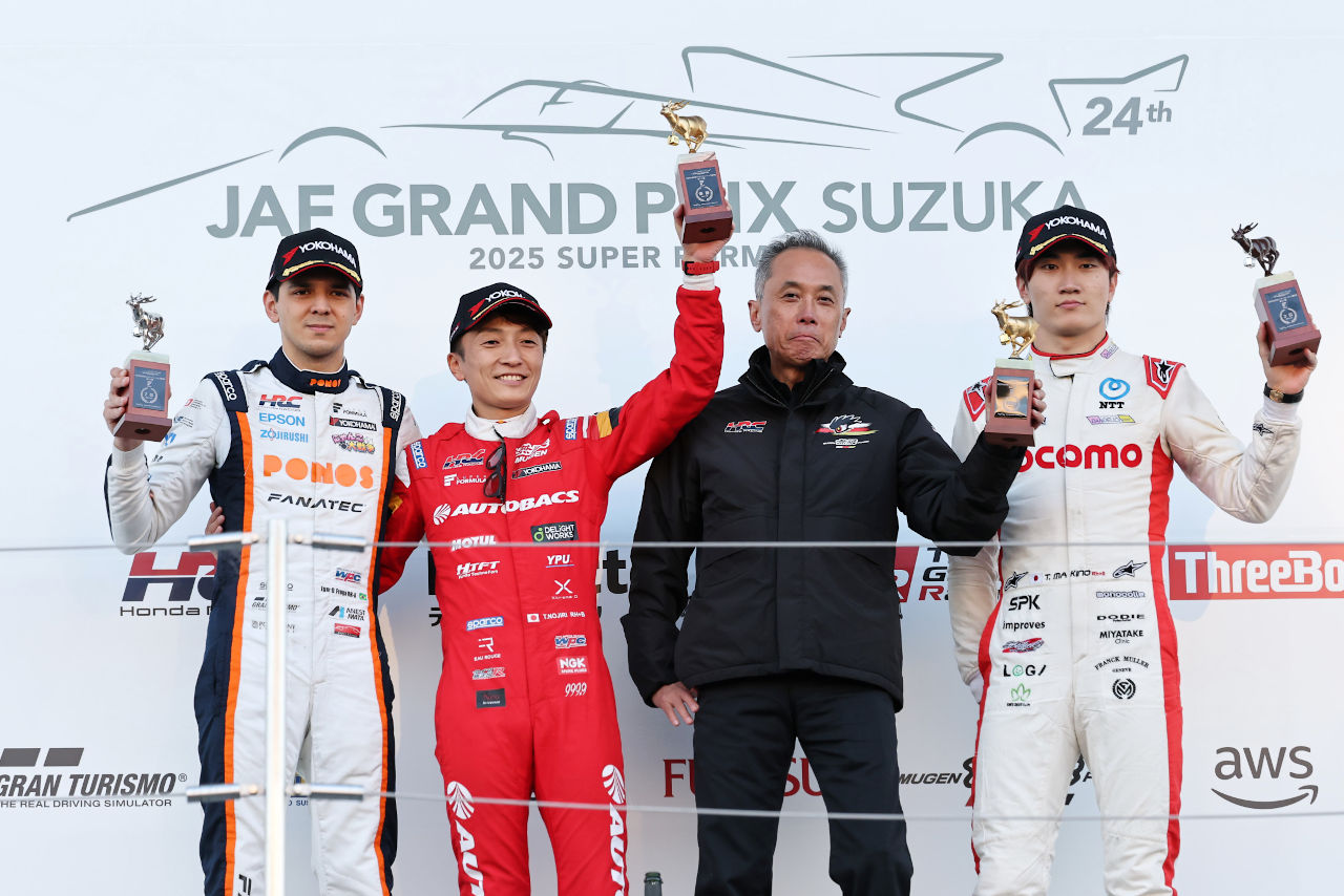 今季初優勝の野尻智紀、ランキングで先行する僚友の岩佐歩夢が出遅れ、微妙な位置関係に「僕がちょっと引くみたいな話も」【SF第11戦鈴鹿決勝会見】