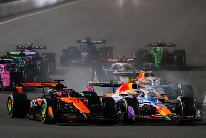 リアム・ローソン（レーシングブルズ）とオスカー・ピアストリ（マクラーレン）が接触