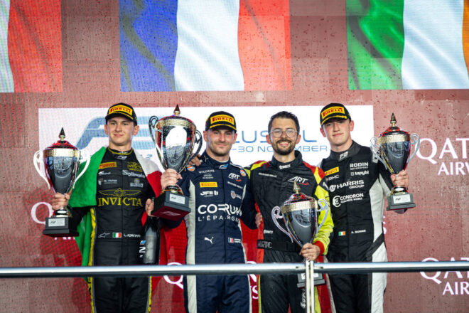 2025年FIA F2第13戦ルサイル　フィーチャーレース暫定表彰式