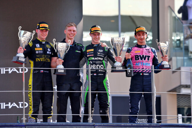 2025年FIA F2第14戦ヤス・マリーナ　フィーチャーレース暫定表彰式