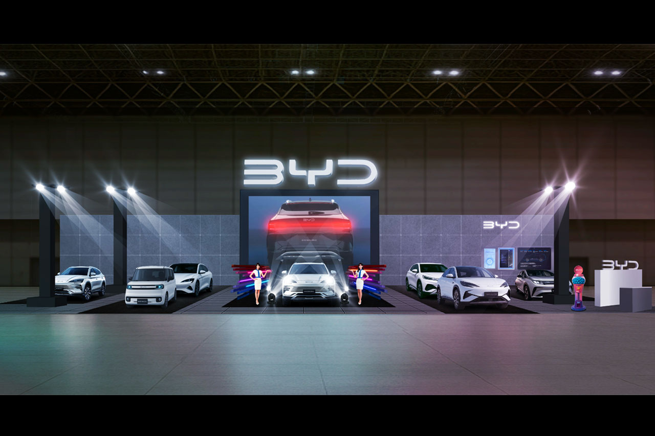 BYD、東京オートサロン2026に次期導入車を含む全6モデルを展示。ヒストリーや技術展示ゾーンも設置