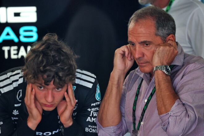 アンドレア・キミ・アントネッリ（メルセデス）とマルコ・アントネッリ（アンドレア・キミ・アントネッリの父）