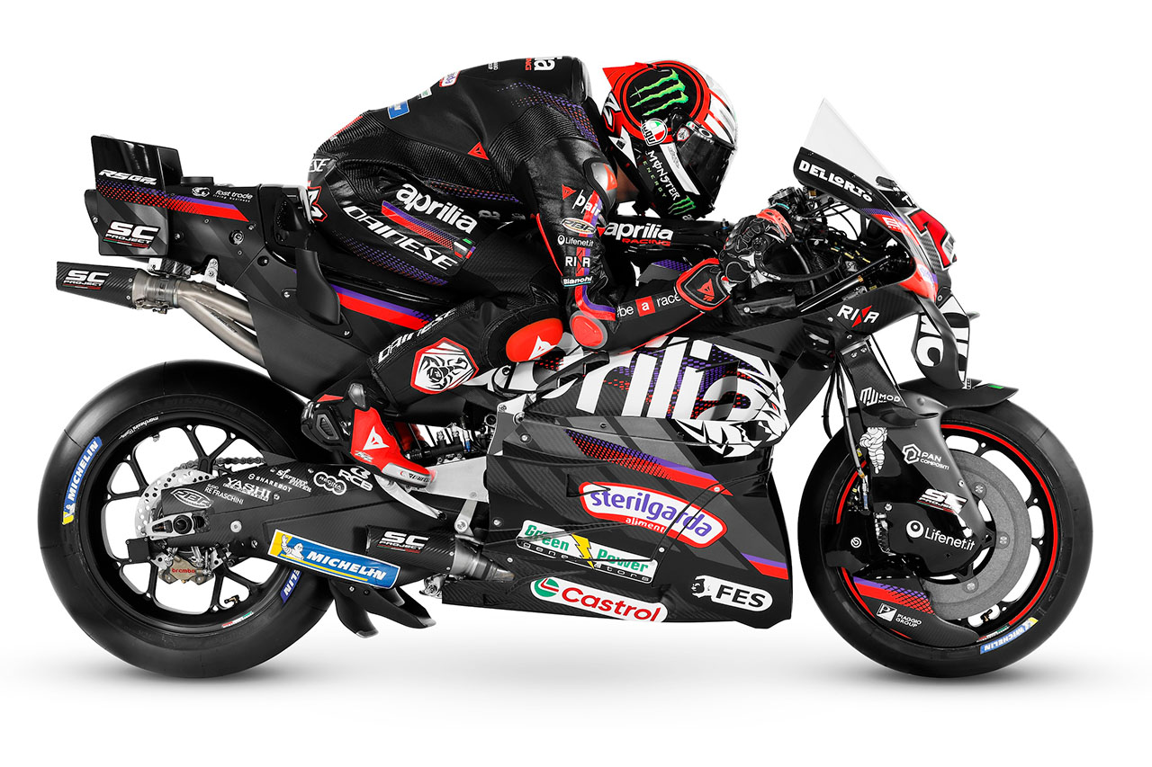 アプリリア、2026年型RS-GPをお披露目。力強さを表すライオンのモチーフがサイドカウルに／MotoGP