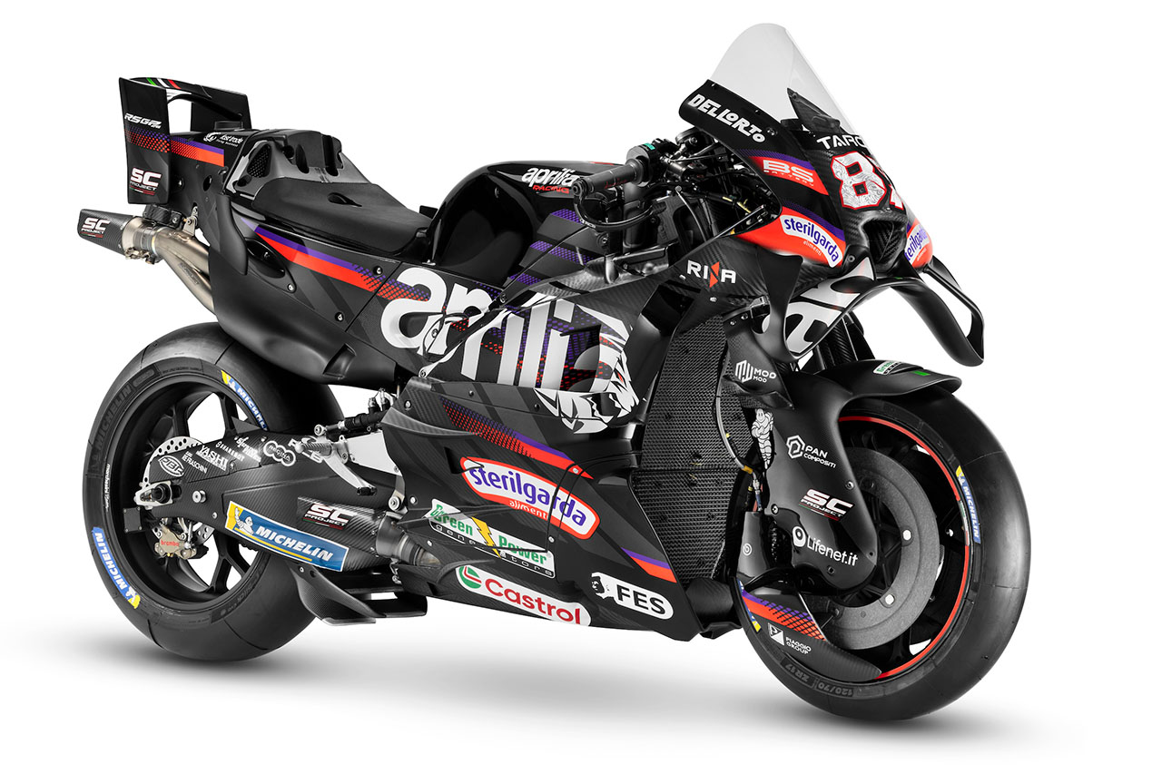 アプリリア、2026年型RS-GPをお披露目。力強さを表すライオンのモチーフがサイドカウルに／MotoGP