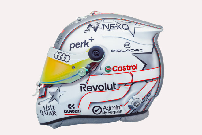ニコ・ヒュルケンベルグ（アウディ）が使用する2026年のヘルメット（サイド）