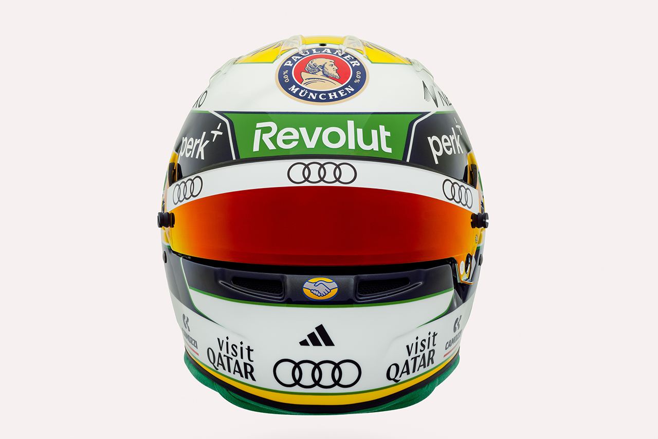 ガブリエル・ボルトレート（アウディ）が使用する2026年のヘルメット（正面）