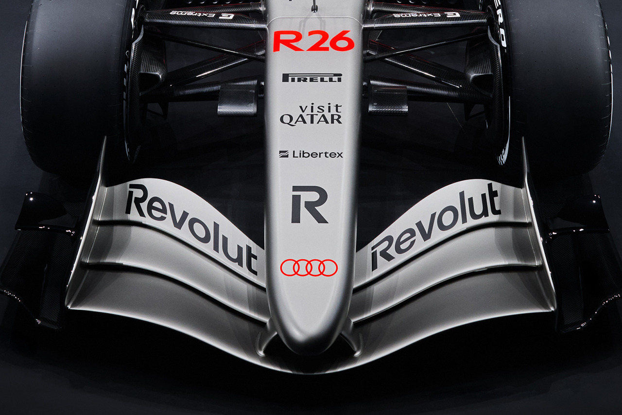 アウディの2026年型F1マシン『R26』のカラーリング（フロントウイング）