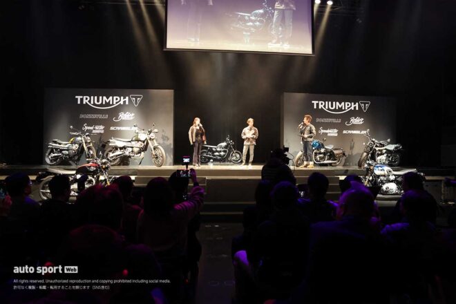 トライアンフ、新型『ボンネビル』シリーズの発表会を開催。ダレノガレ明美さんがブランドアンバサダーに就任