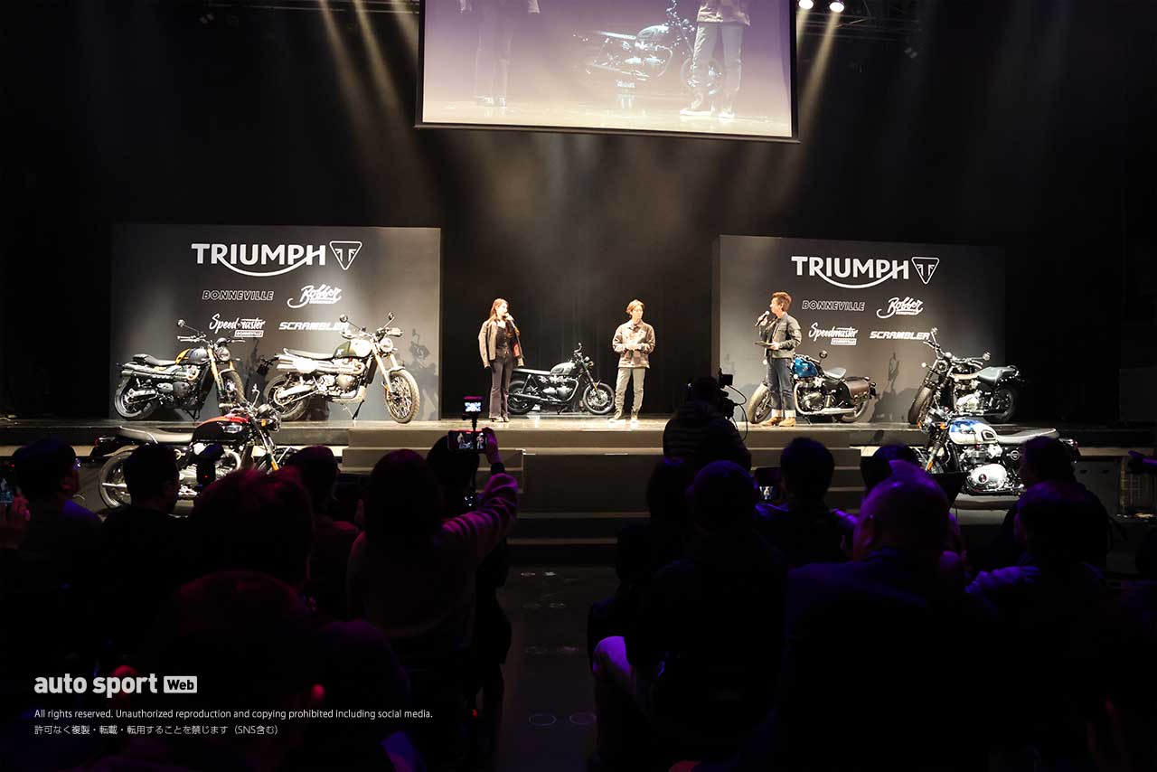 トライアンフ、新型『ボンネビル』シリーズの発表会を開催。ダレノガレ明美さんがブランドアンバサダーに就任