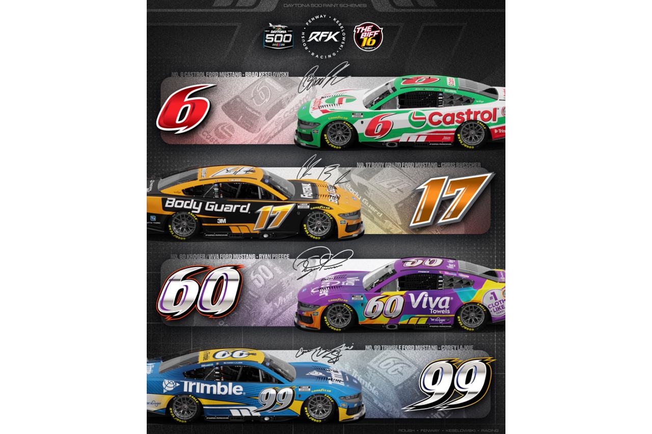 パストラーナがNASCAR開幕戦デイトナ500に再登場。ラジョイ起用のRFKは『ビッフル追悼』ロゴ採用へ
