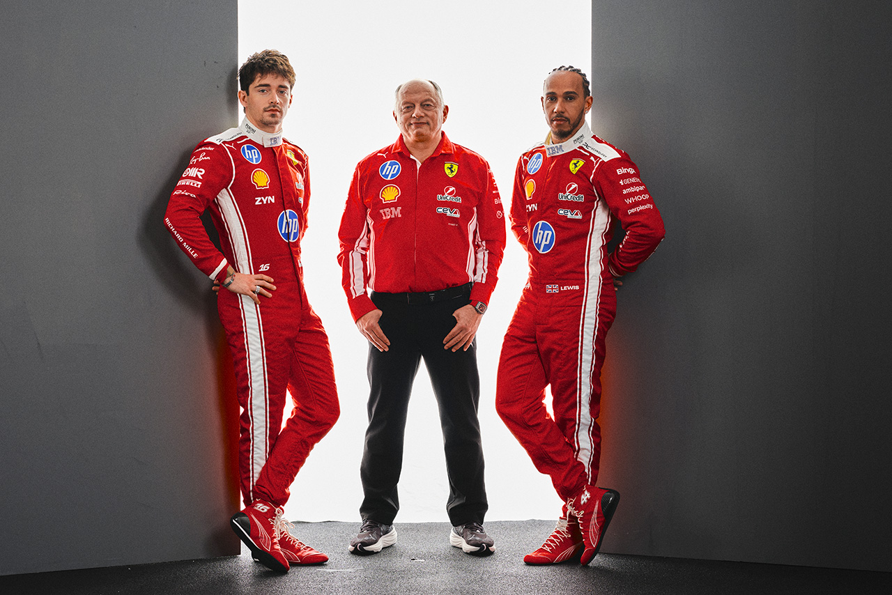 シャルル・ルクレール、フレデリック・バスール代表、ルイス・ハミルトン（フェラーリ）