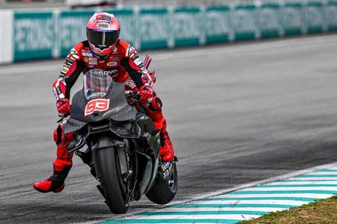 M,マルケスが121日ぶり走行で首位発進。転倒クアルタラロは骨折により初日で離脱／MotoGPマレーシア公式テスト