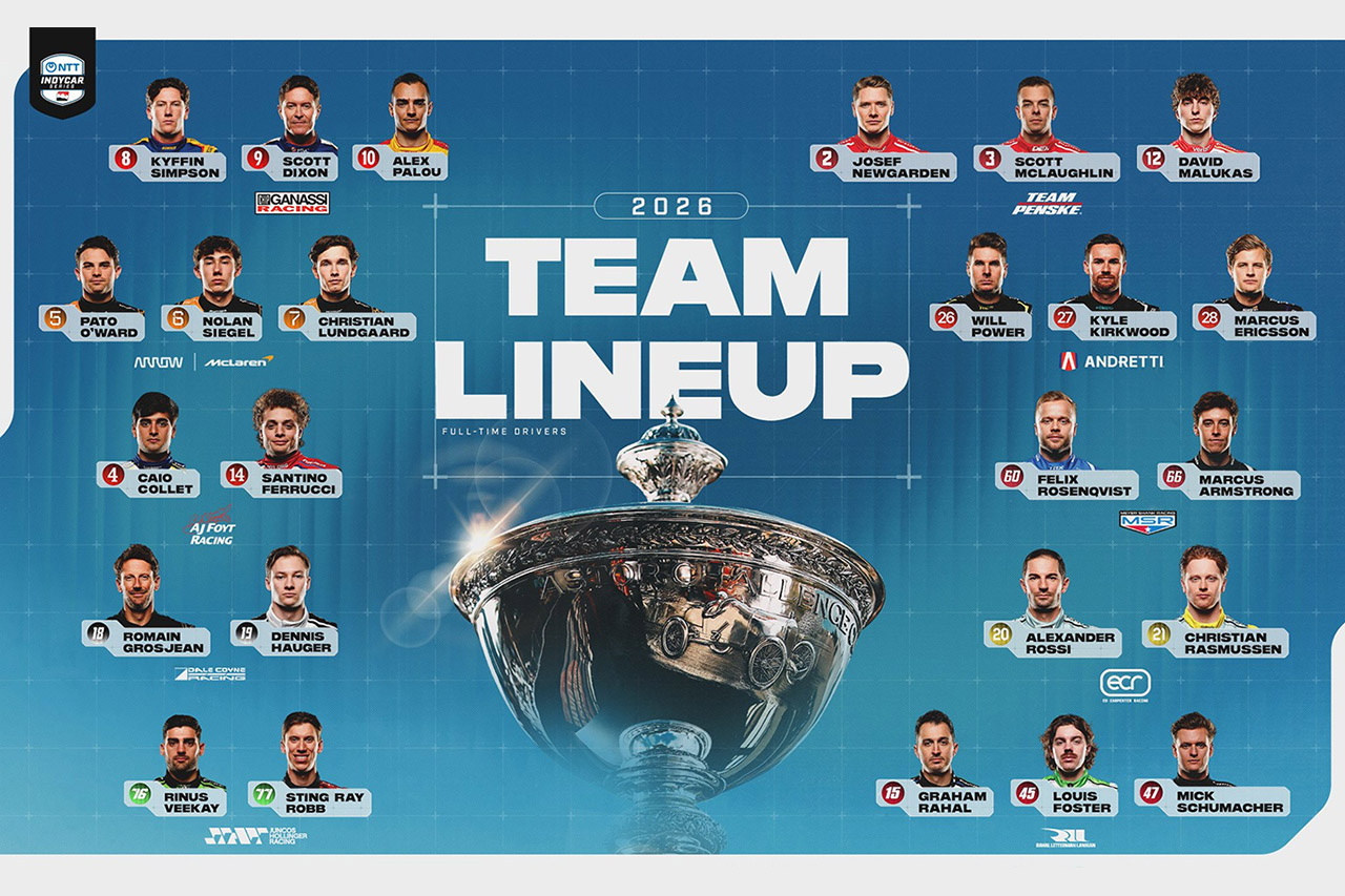開幕迫るインディカー、2026年フル参戦のラインアップに10チーム／25名が名を連ねる。ルーキーは3人