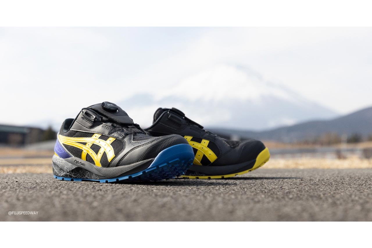 アシックスからROOKIE Racingのチームカラーを採用したワーキングシューズ第3弾発売。軽さとグリップ力を両立