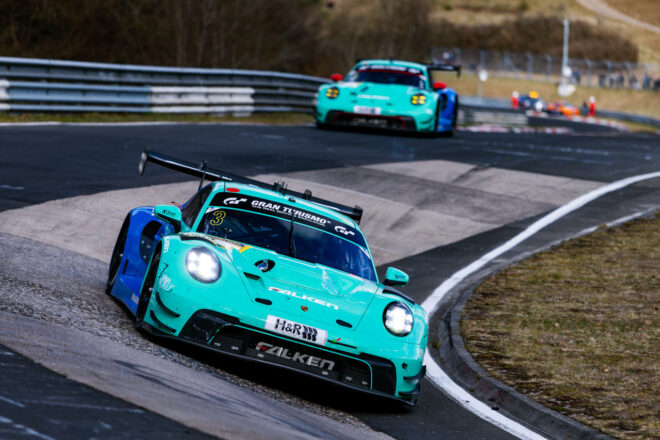 ニュル24時間でおなじみのファルケンカラーは2026年も継続。姉妹車はダンロップカラーに