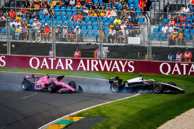 アレクサンダー・ダン（ロダン・モータースポーツ／アルピーヌ育成）とマルティニウス・ステンスホーン（ロダン・モータースポーツ）の接触