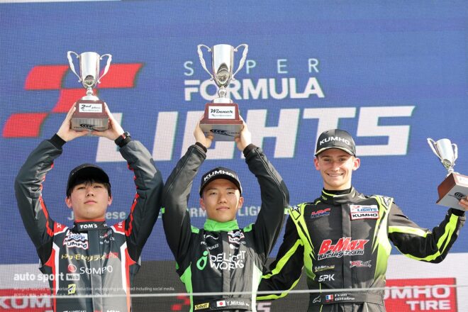 スーパーフォーミュラ・ライツ第1戦富士は三井優介が逃げ切りポール・トゥ・ウイン！ DELiGHTWORKS RACINGとともに初優勝