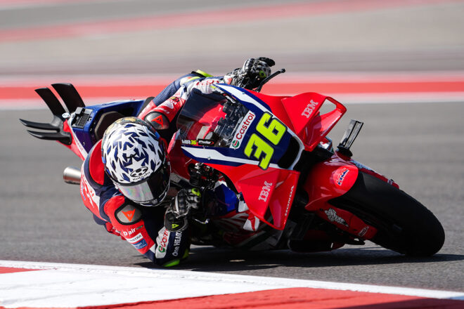 初日9番手マリーニ、あわや転倒で「あの瞬間は完全に横を向くほどだった」ミルは0.032秒差でQ2逃す／第3戦アメリカズGP