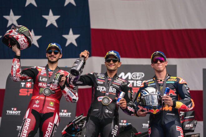 マルティンが今季初のスプリント優勝。転倒のベゼッチはランキング首位から転落／第3戦アメリカズGP