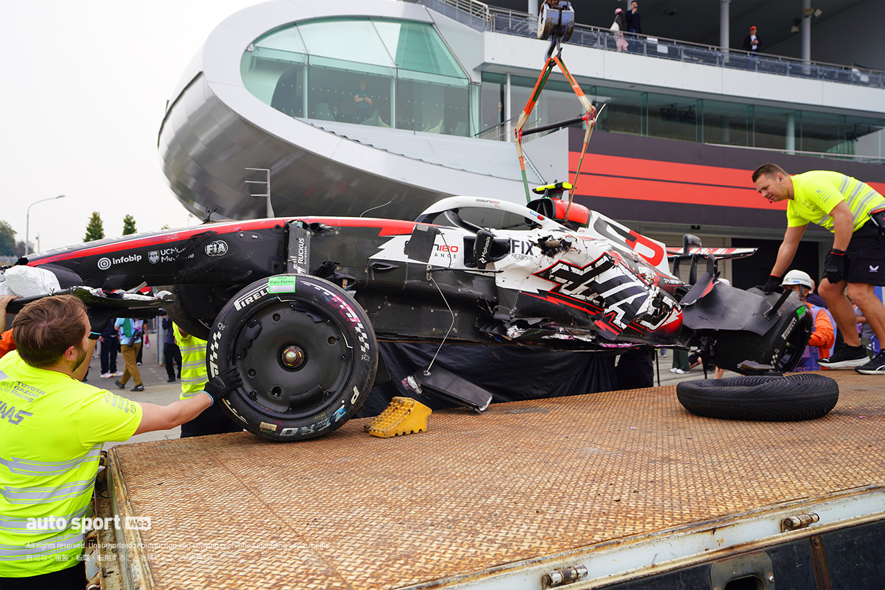 2026年F1第3戦日本GP　決勝でクラッシュしたオリバー・ベアマン（ハース）のマシン