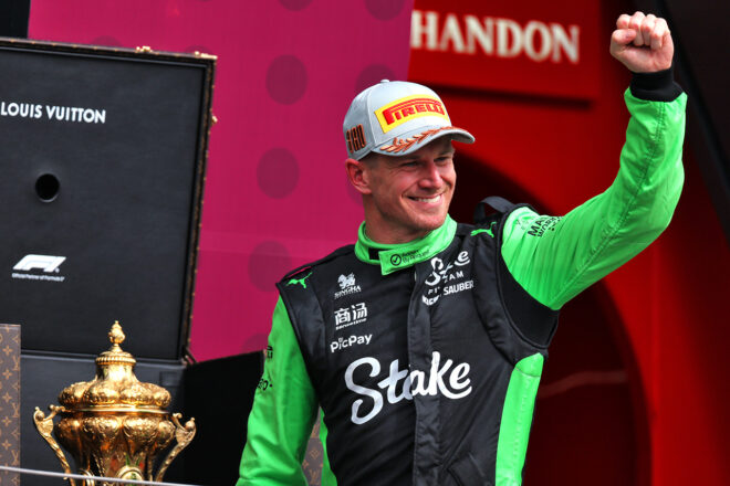 2025年F1第12戦イギリスGPで初表彰台を獲得したニコ・ヒュルケンベルグ（キック・ザウバー）
