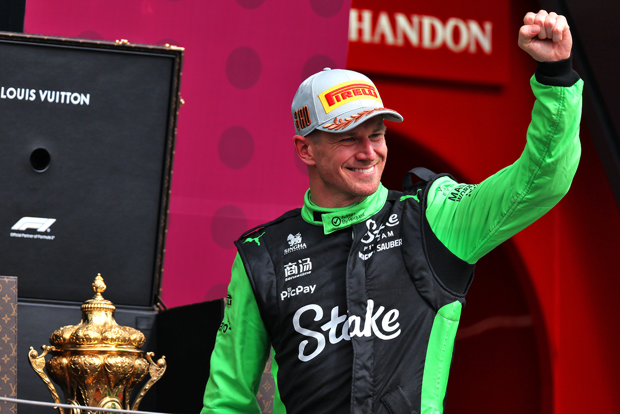 2025年F1第12戦イギリスGPで初表彰台を獲得したニコ・ヒュルケンベルグ（キック・ザウバー）