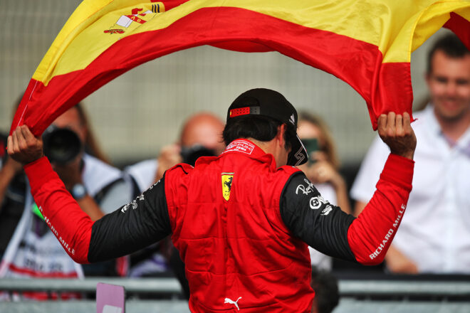 2022年F1第10戦イギリスGPでF1初優勝を飾ったカルロス・サインツ（フェラーリ）