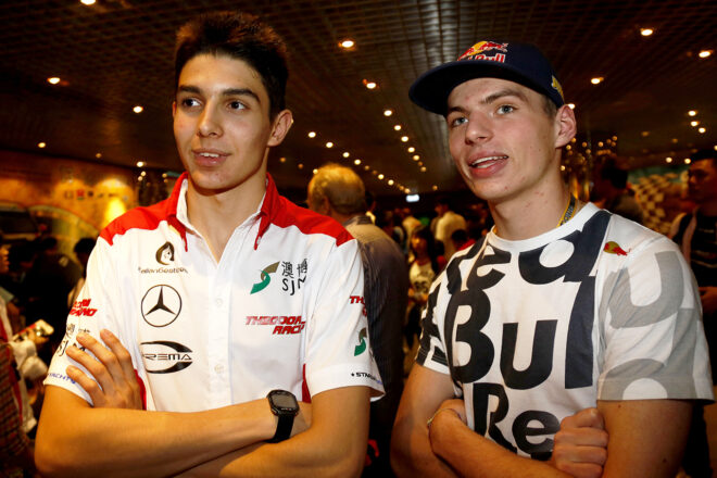 2014年第61回F3マカオGP　エステバン・オコン（SJMセオドール・レーシング・バイ・プレマ）、マックス・フェルスタッペン（VAR）