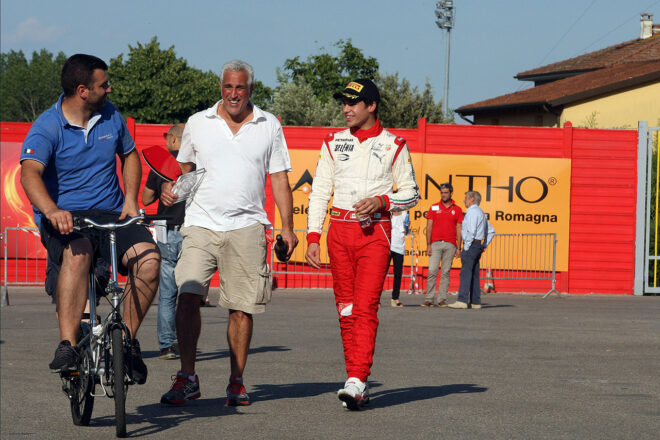 2014年イタリアF4選手権に参戦するランス・ストロール（プレマ・パワーチーム）と父ローレンス・ストロール