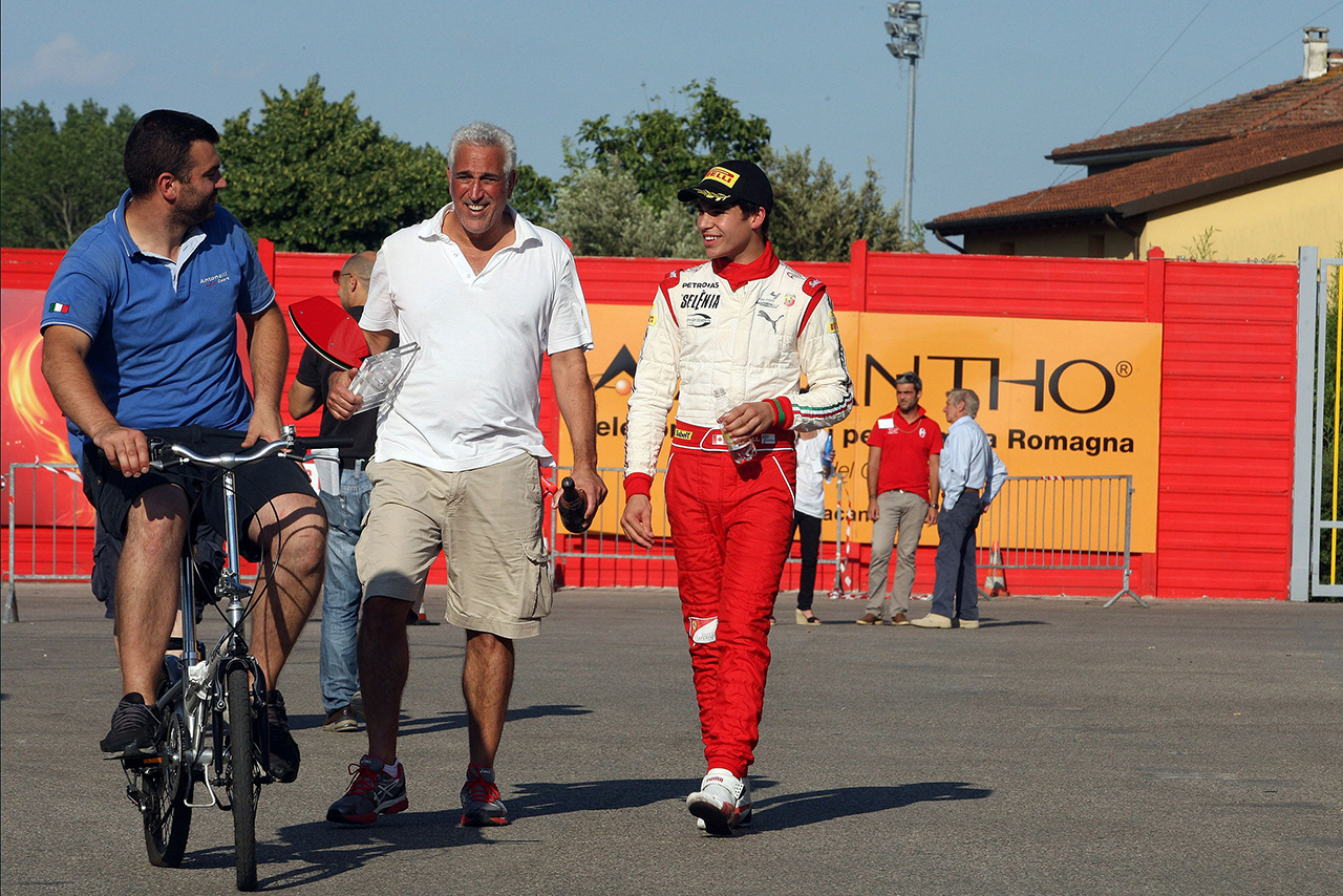 2014年イタリアF4選手権に参戦するランス・ストロール（プレマ・パワーチーム）と父ローレンス・ストロール