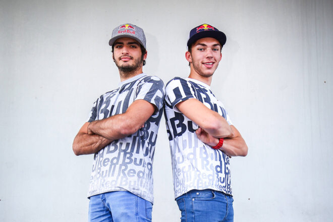 2014年フォーミュラ・ルノー3.5に参戦するレッドブル育成のカルロス・サインツ（ダムス）、ピエール・ガスリー（アーデン）