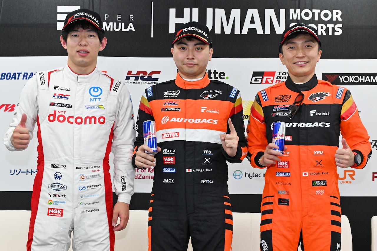 F1と似た形式が「いい経験になった」とポール獲得の岩佐歩夢。太田格之進と野尻智紀も「思い切り行ける」とQ3に好感【スーパーフォーミュラ第3戦予選会見】