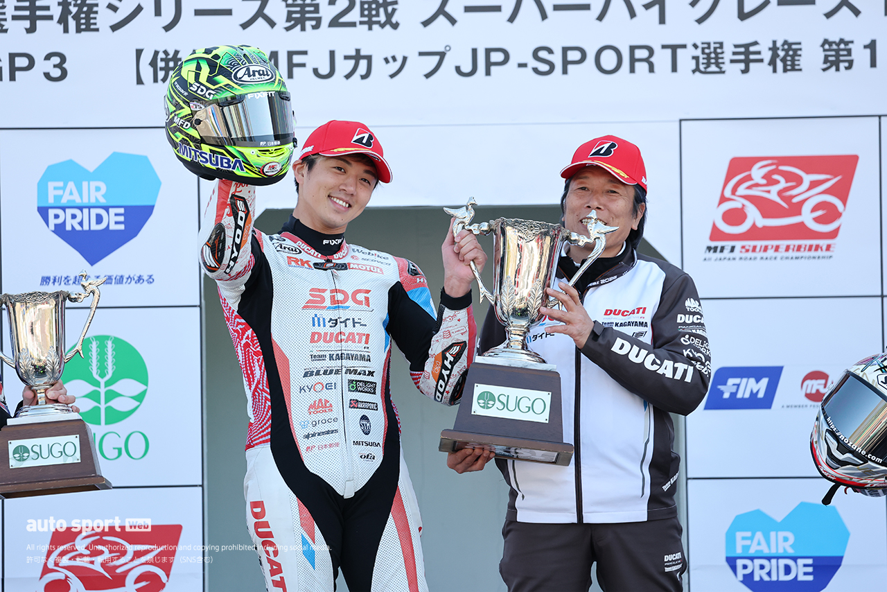 優勝を飾った水野涼（SDG DUCATI Team KAGAYAMA）／2026全日本ロード第2戦SUGO JSB1000 レース1
