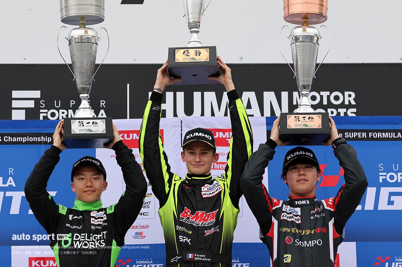 全日本スーパーフォーミュラ・ライツ選手権第5戦オートポリスはウエットのバトルを制したエヴァン・ジルテールが制し今季2勝目